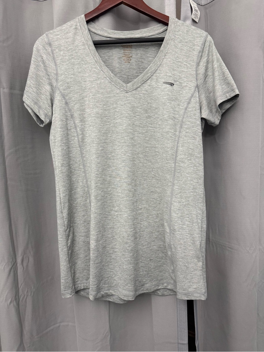 Copper Fit Medium Light Gray V-Neck Women's Active Tee
